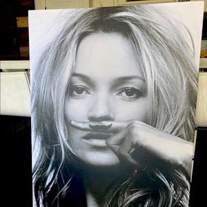 Kate Moss Moustache Canvas Art Wall Art Home Decor (30in x 45in) brand new.